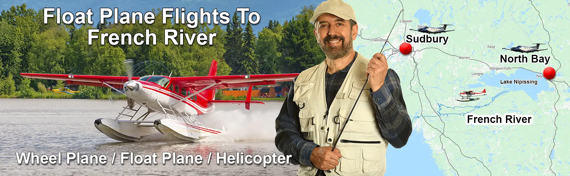 Private charter flights to French River, Ontario